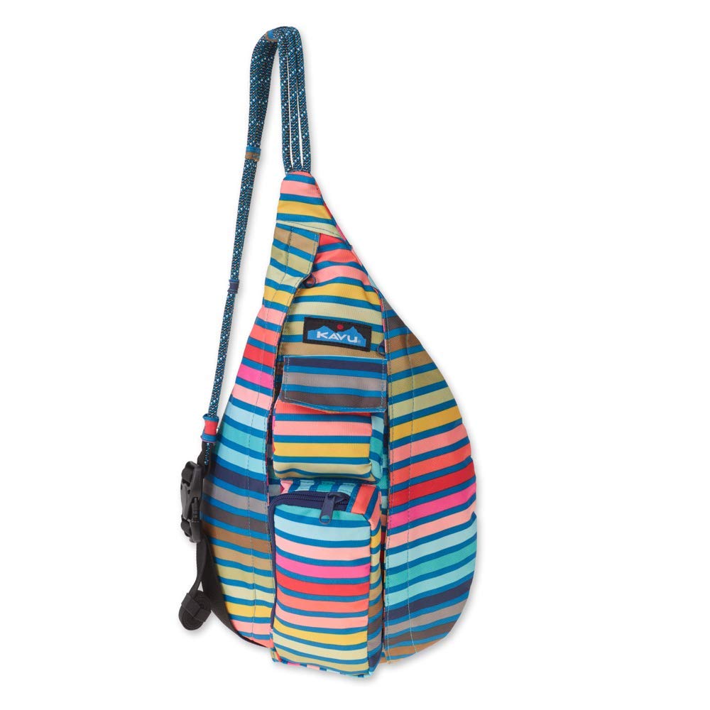 KAVU Mini Rope Sling Pack with Adjustable Rope Shoulder Strap - Chroma Stripe