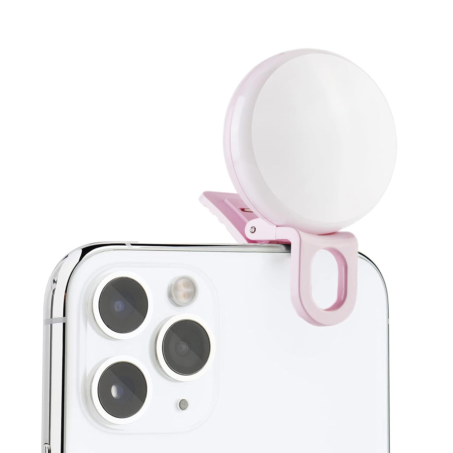 Mini Ring Light, Upgraded Sansent Small Clip On Ring Light, Portable LED Light for Phone, 4 Color Lighting Modes and Adjustable Brightness Selfie Light, Tool for Tiktok Stuff, Photos (Pink)