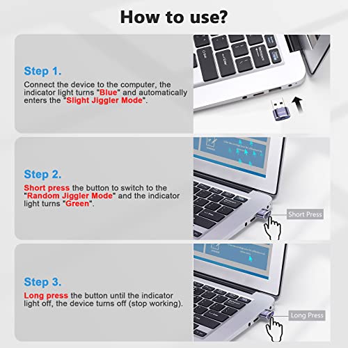 Auedrot Mouse Jiggler: Undetectable Metal USB Mouse Mover – Back View