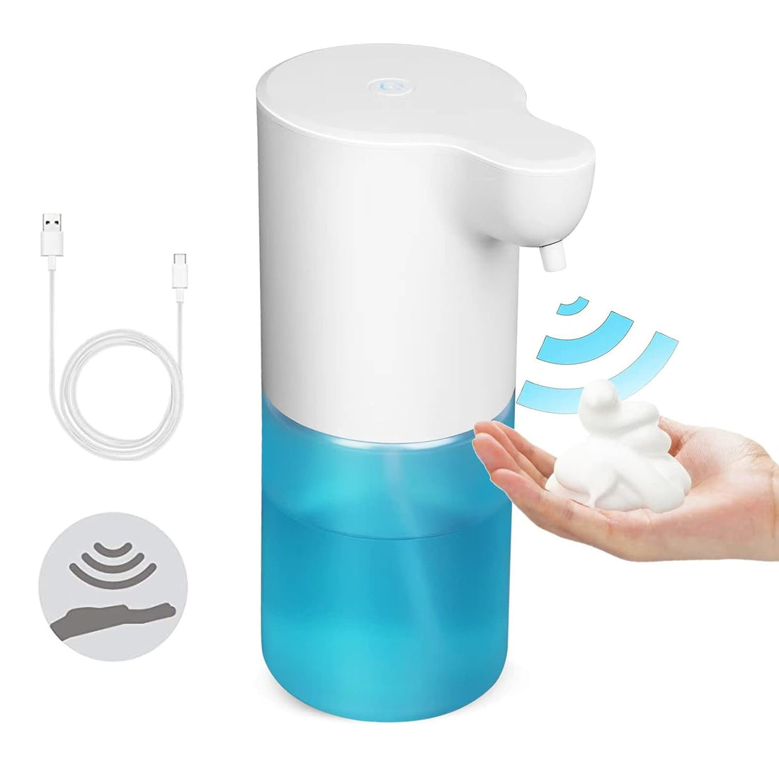 GVsmart Automatic Soap Dispenser, 11.8oz. Touchless Foaming Soap Dispenser, 4-Level Adjustable Foam Volume, Rechargeable Hand Free Soap Pump with Sensor, Dish Soap Dispenser for Kitchen, Bathroom