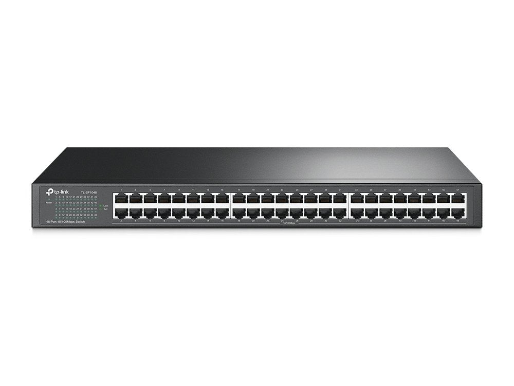 TP-Link 48 Port 10/100Mbps Fast Ethernet Switch , Plug and Play , Rackmount , Sturdy Metal w/ Shielded Ports , Fanless , Unmanaged (TL-SF1048)