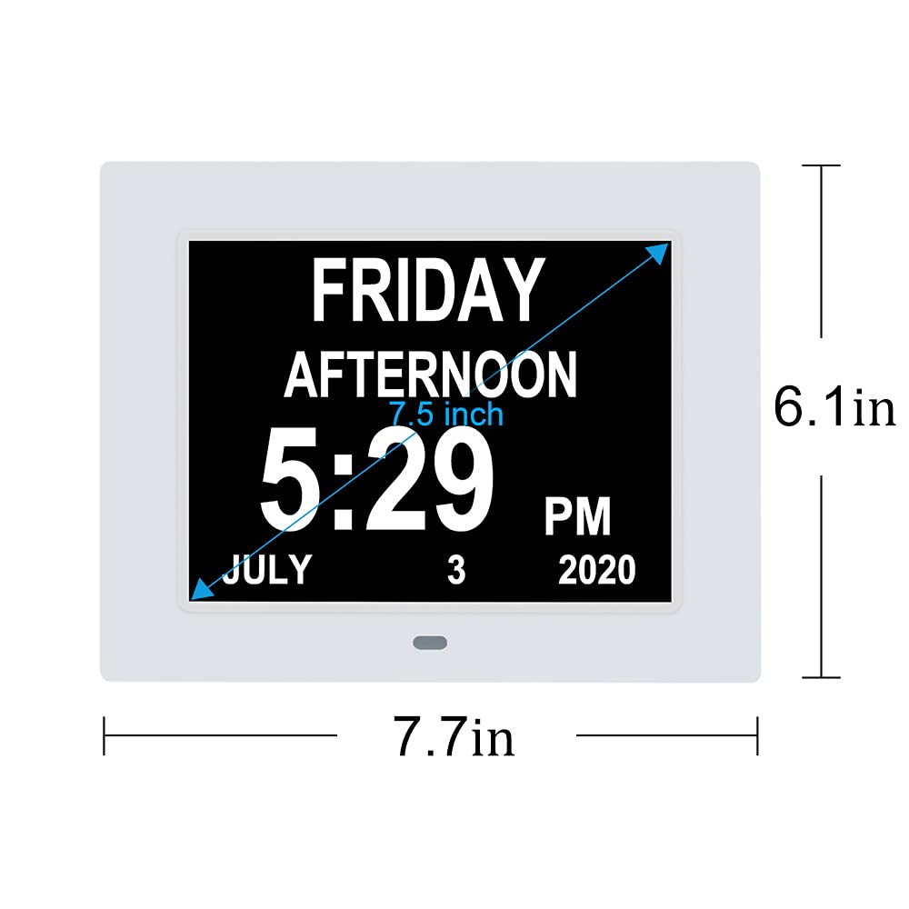 Digital Day Calendar Clock Extra Large Time and Date with 3 Medication Reminder for Seniors Dementia Impaired Vision Memory Loss Elderly Desk Wall Clocks