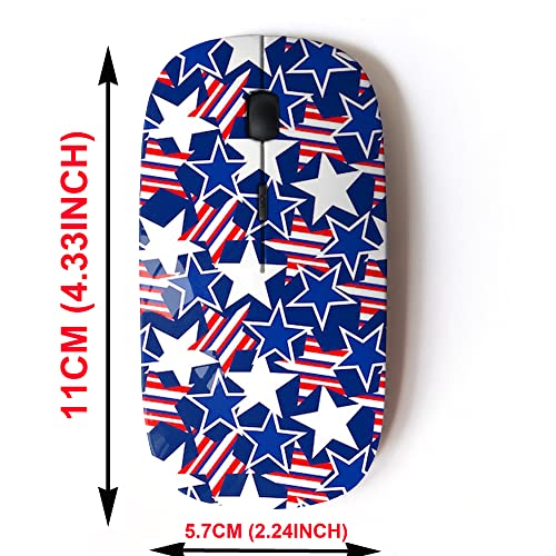 Wireless Mouse: 2.4G Cute Pattern Design USA Stars Stripes – Side View