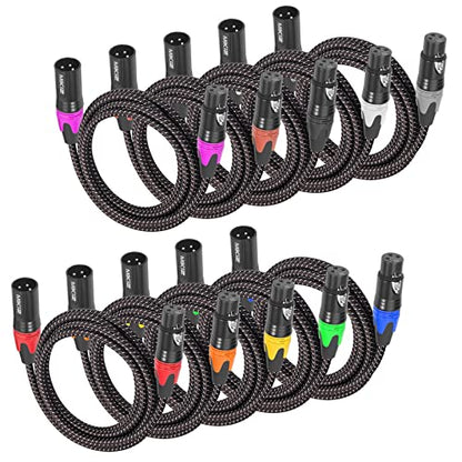 XLR Cable: MIKIZ 6ft Braided Premium XLR Microphone Cable – Front View