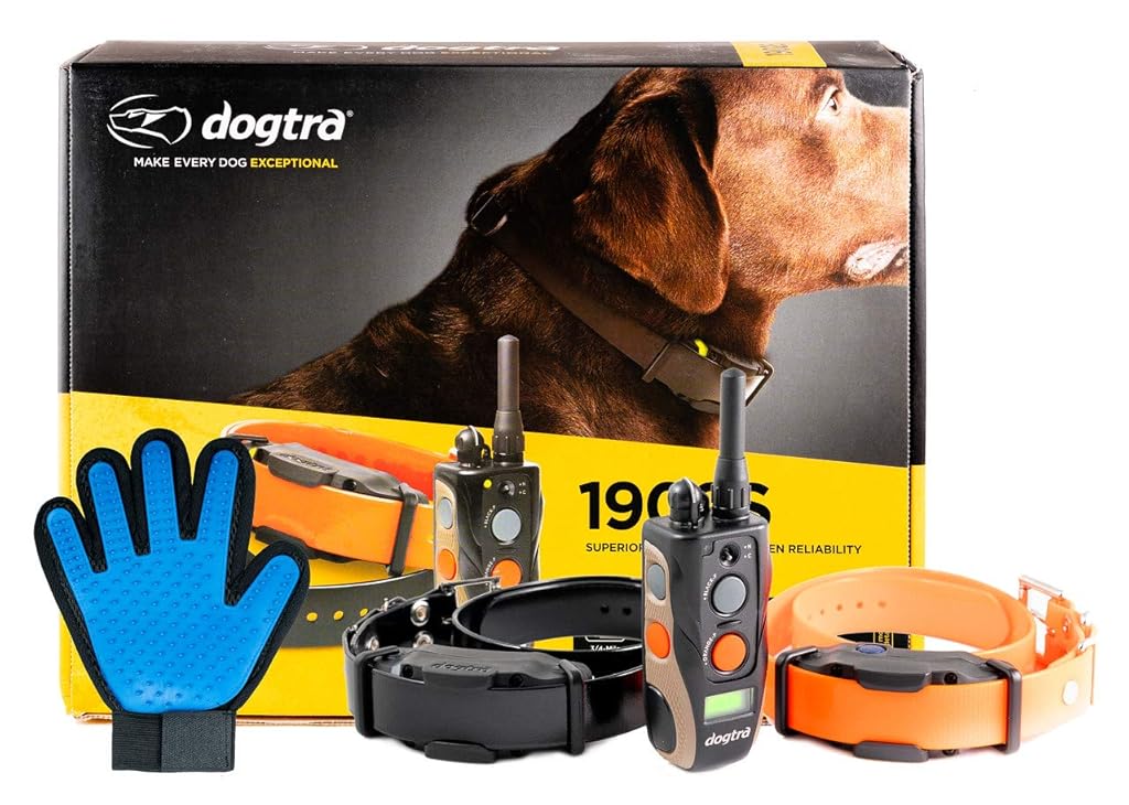 Dogtra 1902S 2 Dog Training Collar with Remote -3/4 Mile Range Dog Locator - Includes Extreme Consumer Products Soft Silicone Pet Grooming Glove