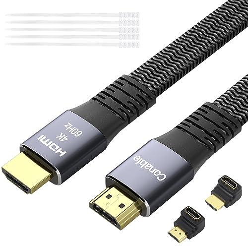 Flat HDMI Cable: 25 Feet 4K High-Speed Braided Cord – Front View