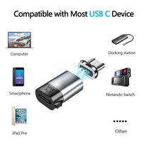 Magnetic USB C Adapter, 24Pins Type C Connector, PD 100W Fast Charging 10Gb/s Data Transfer Compatible with iPad MacBook Pro Air Switch
