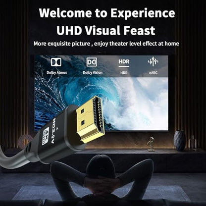 jojobnj HDMI Cable: 75ft 4K 60Hz 18Gbps High-Speed HDMI 2.0 – Close-up Detail