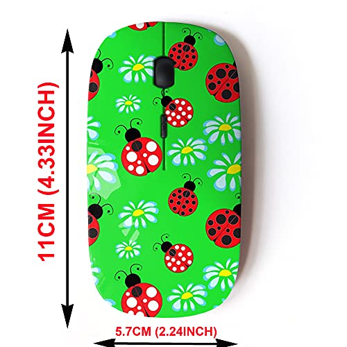 Wireless Mouse: 2.4G Ladybug Pattern Design – Side View