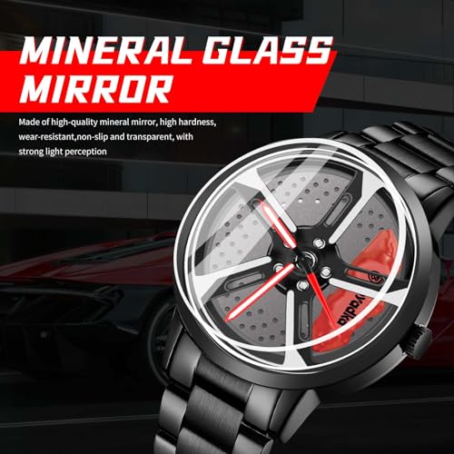 Car Watch: BOYADKA Men's Spinning Car Wheel Watch with – Close-up Detail