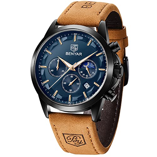 Men Watches: BY BENYAR Chronograph Waterproof Big Face – Front View