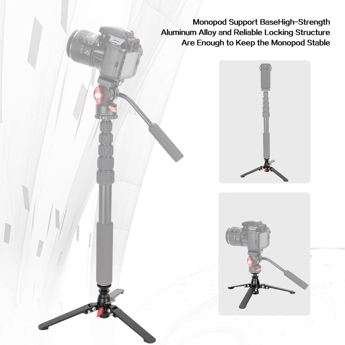 Koolehaoda Desktop Tripod Mini Tripod Universal 3-Foot Monopod Support Base Stand Unipod Support with 3/8" Screw for Monopods Ballhead DSLR Camera. Max Load 30kg / 66lbs