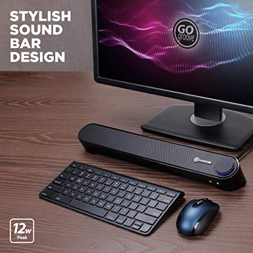 Gogroove Computer Speaker: Mini Soundbar USB Powered PC – Side View