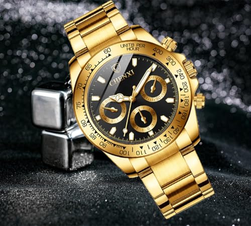 Gold Mastop Watch: MASTOP Men Rotatable Bezel Gold Dial – In Use