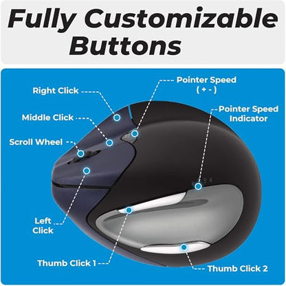 Mouse Vertical: Evoluent VM4RW Wireless Ergonomic Mouse – Back View