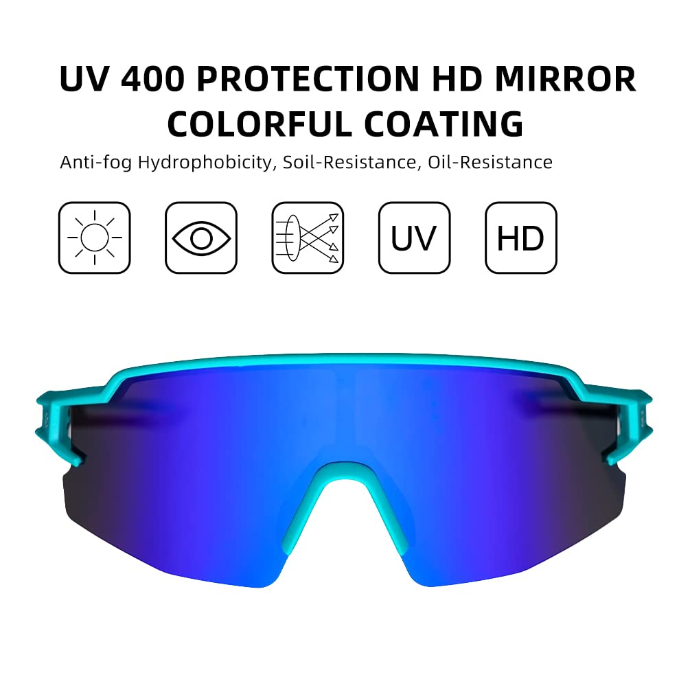 ROCKBROS Polarized Sunglasses for Men Women UV Protection Cycling Sunglasses Sport Glasses (Blue)