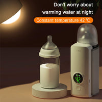 VVU&CCO Baby Bottle Warmer with Digital Display, Portable Rechargeable Wireless Water Bottle Warmer for Baby Breastmilk or Formula Milk Warmer inTimer Accurate Temperature Control, White