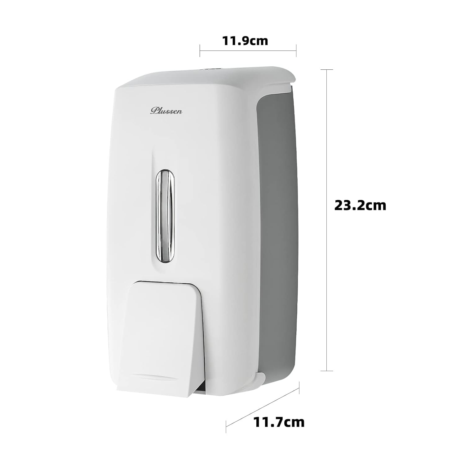 PLUSSEN Soap Dispenser Wall Mount, Adhesive No Drill Commercial Hand Soap Dispenser 800ml Hand Sanitizer Dispenser for Liquid/Gel Soap Bathroom Kitchen (White-1)