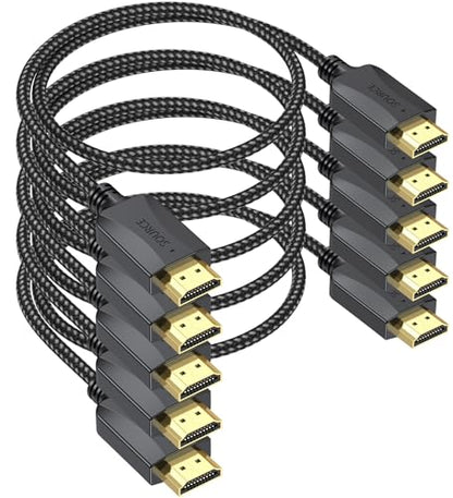 HDMI Cables Male: Short 1 Ft 5-Pack Thin 4K HDMI Cables – Front View