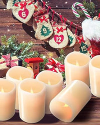 Flameless Candles Flickering LED Candles Set of 12 (D:3" x H:4") Ivory Real Wax Pillar Battery Operated Candles with 10-Key Remote and Cycling 24 Hours Timer ââ‚¬¦