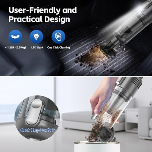 Vacuum Handheld: 9500PA Powerful Suction Portable – Side View