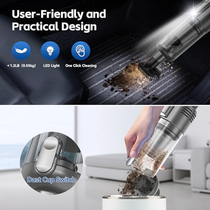 Vacuum Handheld: 9500PA Powerful Suction Portable – Side View
