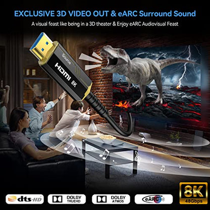 8K Fiber Optic HDMI Cables: DGHUMEN 20ft 48Gbps Ultra High – Side View