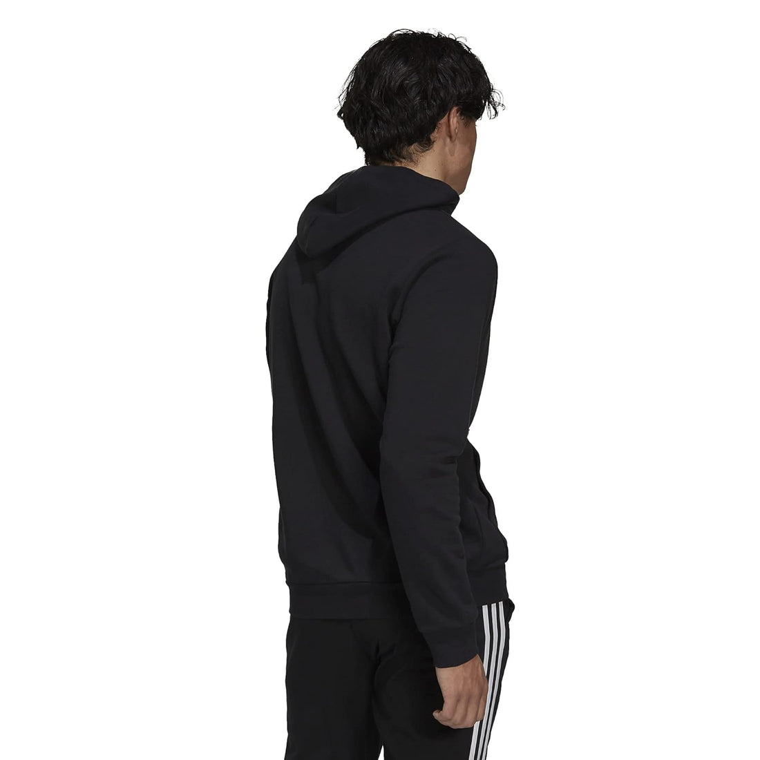 adidas Men's Standard Essentials Fleece Hoodie, Black/White, X-Small
