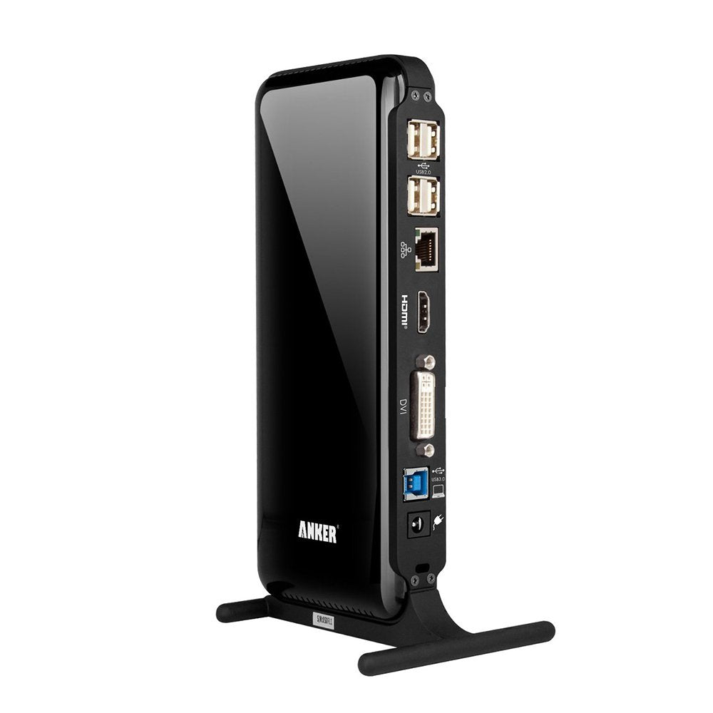 Anker USB 3.0 Dual Display Universal Docking Station with DVI/HDMI, Gigabit Ethernet, and 6 USB ports for Windows (19V / 2A Power Adapter included)