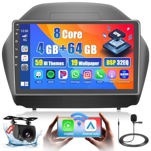 Roinvou 8 Cores 4+64G Android Car Radio for Hyundai Tucson – Front View