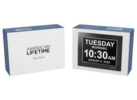 American Lifetime Version - Day Clock - Extra Large Impaired Vision Digital Clock with Battery Backup & 5 Alarm Options (Limited Edition Black Polished Metal Frame)