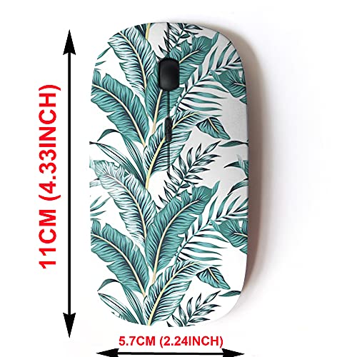 Wireless Mouse: 2.4G Tropical Banana Green Leaves Design – Side View