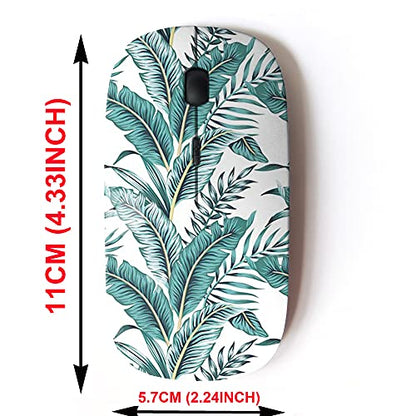 Wireless Mouse: 2.4G Tropical Banana Green Leaves Design – Side View