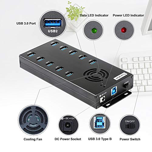 Hub Port: Sipolar 10-Port USB Hub 3.0 – Side View