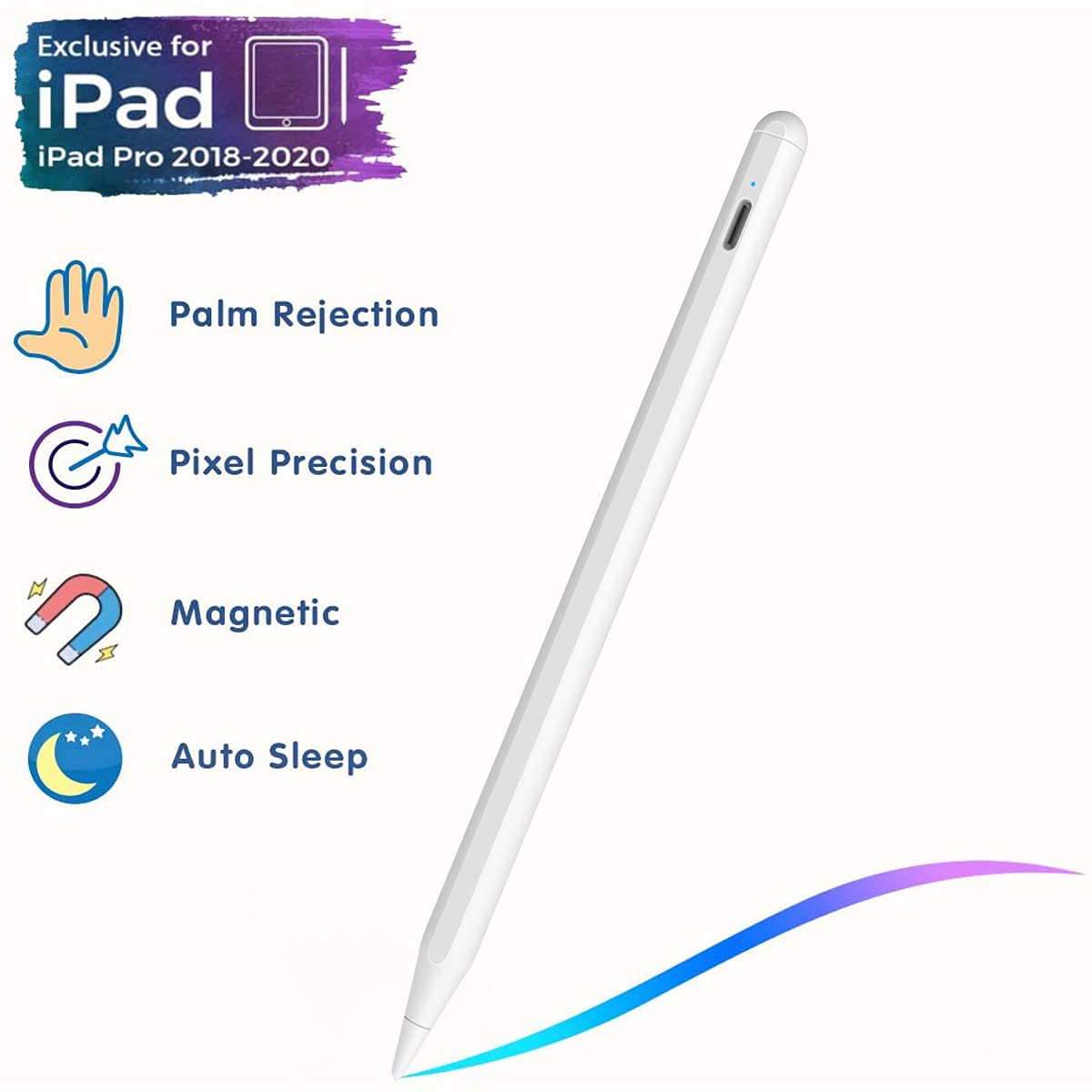 ﻿Stylus Pencil for iPad 8th Generation, Active Pen with Palm Rejection Compatible with (2018-2020) Apple iPad 8th 7th 6th Gen/iPad Pro 11 inch & 12.9 inch/iPad Air 4th 3rd Gen/iPad Mini 5th Gen