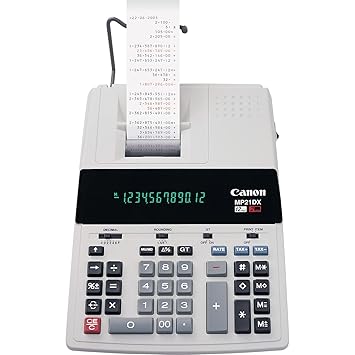 Canon CNMMP21DX Color Printing Calculator, AC Supply Powered, 3.7" x 9" x 12.2", White, 1 Each