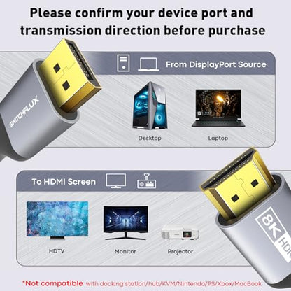 DisplayPort Switchflux: SWITCHFLUX 6FT DisplayPort to HDMI – Close-up Detail