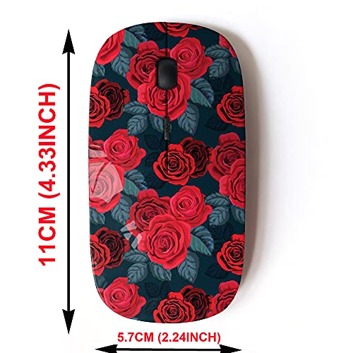 Wireless Mouse: 2.4G Cute Red Rose Retro Design – Side View