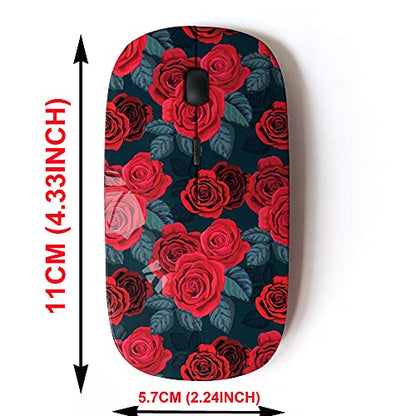 Wireless Mouse: 2.4G Cute Red Rose Retro Design – Side View