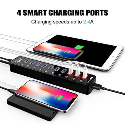 Hub Data: Atolla Powered USB 3.0 Hub 11-Port Data Hub with – Close-up Detail