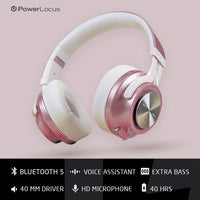 PowerLocus P3 Bluetooth Headphones Over-Ear, [26h Playtime, Bluetooth 5.0] Wireless Hi-Fi Stereo Headphone, Foldable with Mic, Deep Bass, Wired Mode for Cell Phones/Laptop/PC/TV (Rose Gold)