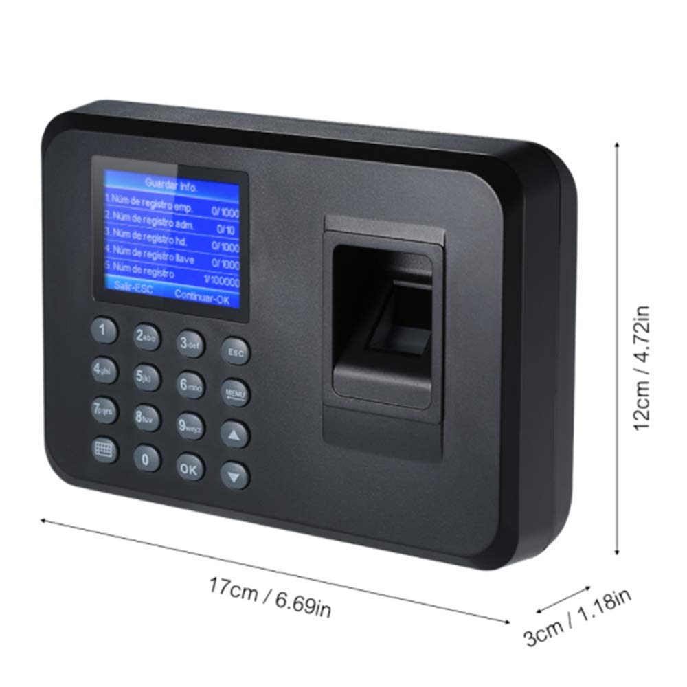 NBSXR 2.4" LCD Biometric Fingerprint Presence Machine USB Stick Download Finger Scanner, Employee Registration VCR, Office/Home