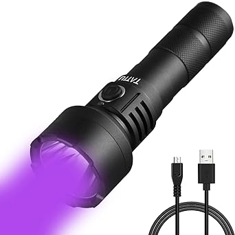 Tattu TATTU UV Black Light UV02 Rechargeable Blacklight Flashlight 10W Ultraviolet 395nm LED Lamp with 18650 Battery and Micro USB Charging Cable