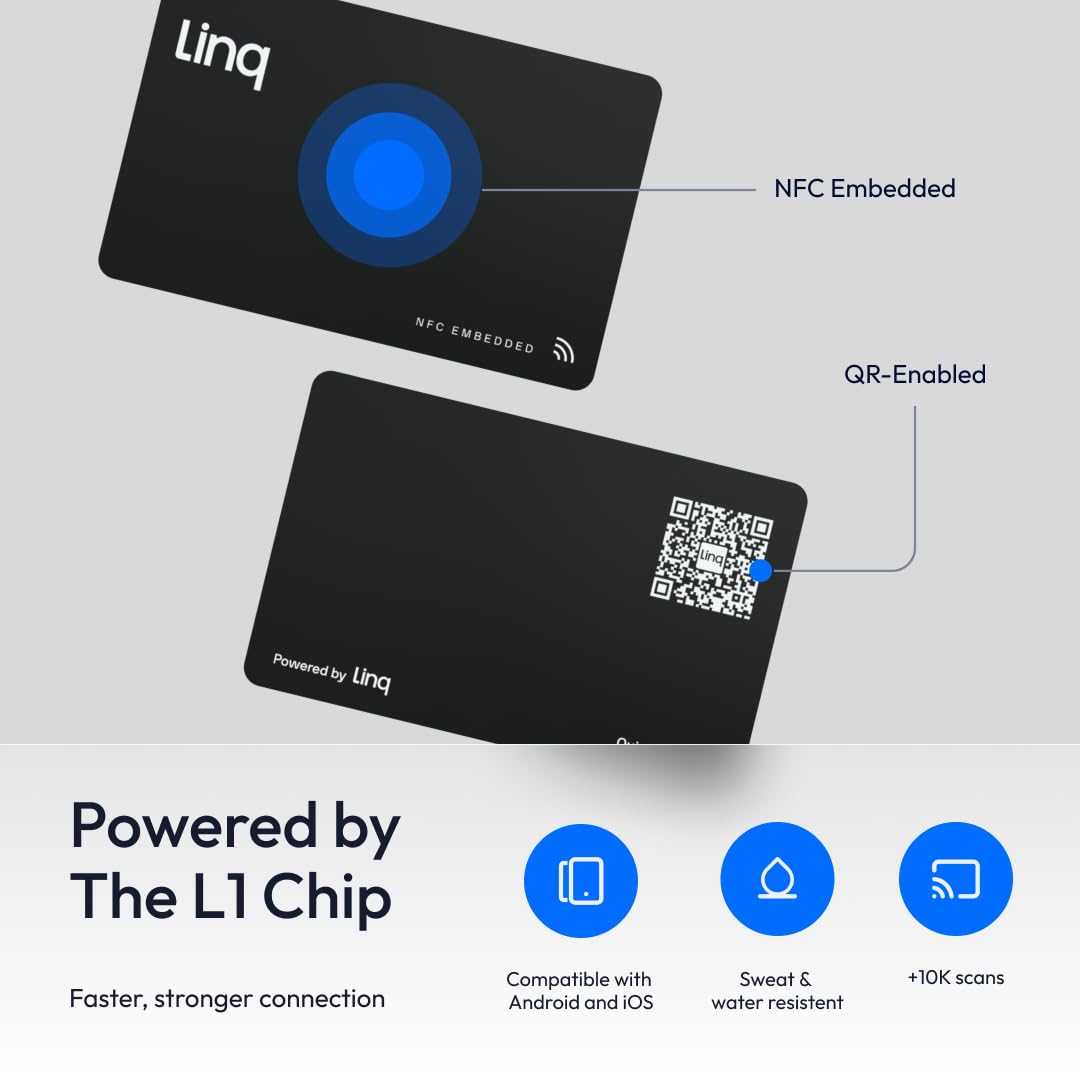 Linq Digital Business Card - Smart NFC Contact and Networking Card (Blue)