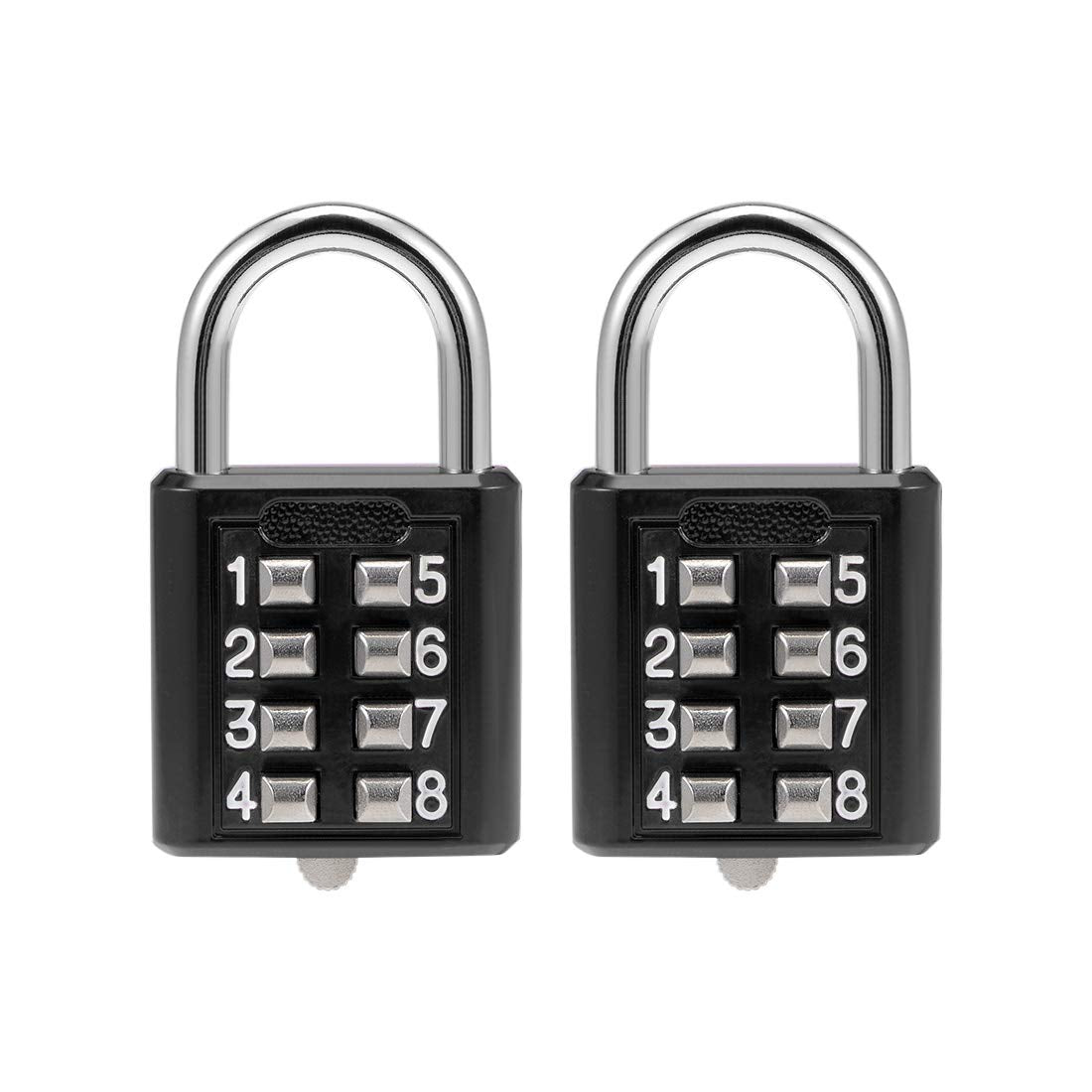 uxcell 8-Digit Combination Padlock Push Button Lock for Locker Cabinet Black 2Pcs