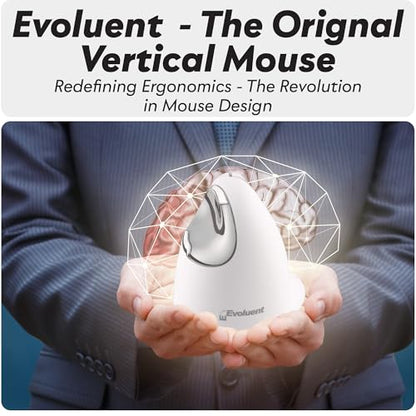 Ergonomic Mouse: Evoluent VerticalMouse VM4RB White Regular – Back View