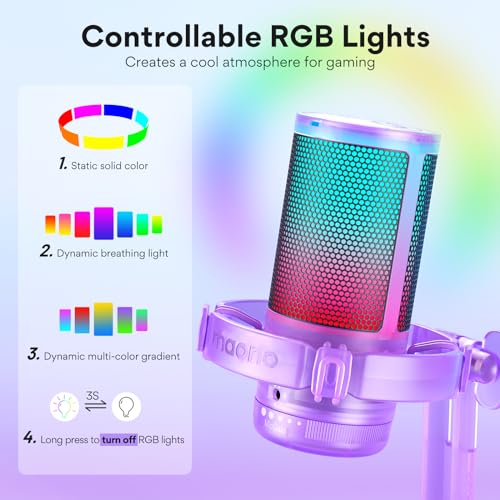MAONO Gaming Microphone: MAONO DGM20 Purple USB Condenser – Close-up Detail