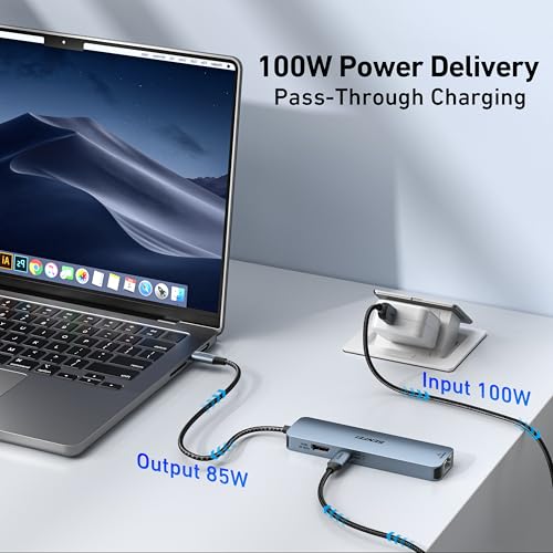 BENFEI USB C Hub 6-in-1: Premium Aluminum Case with HDMI 4K – In Use