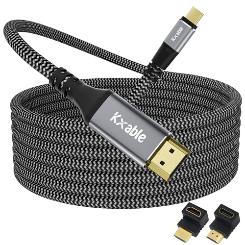 Cable Braided: USB C to HDMI 20 FT 4K Type C to HDMI – Front View