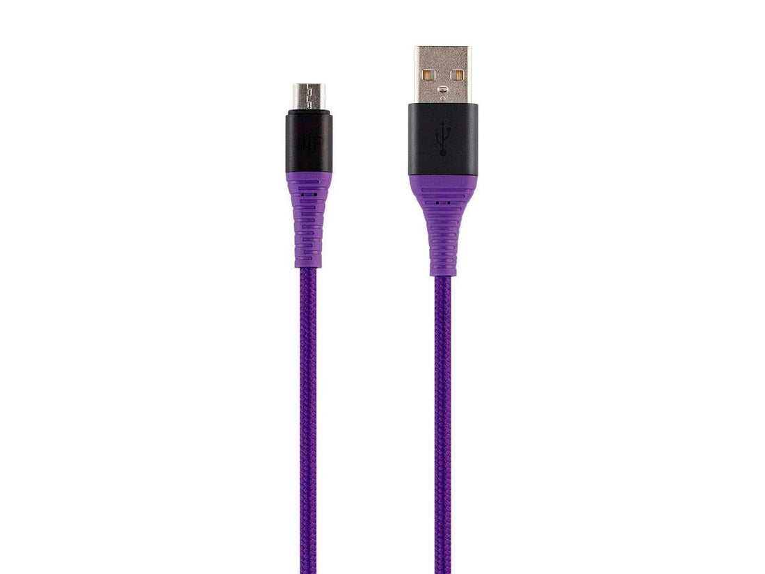 Monoprice USB 2.0 Micro B to Type A Charge and Sync Cable - 6 Feet - Purple, Durable, Kevlar-Reinforced Nylon-Braid - AtlasFlex Series